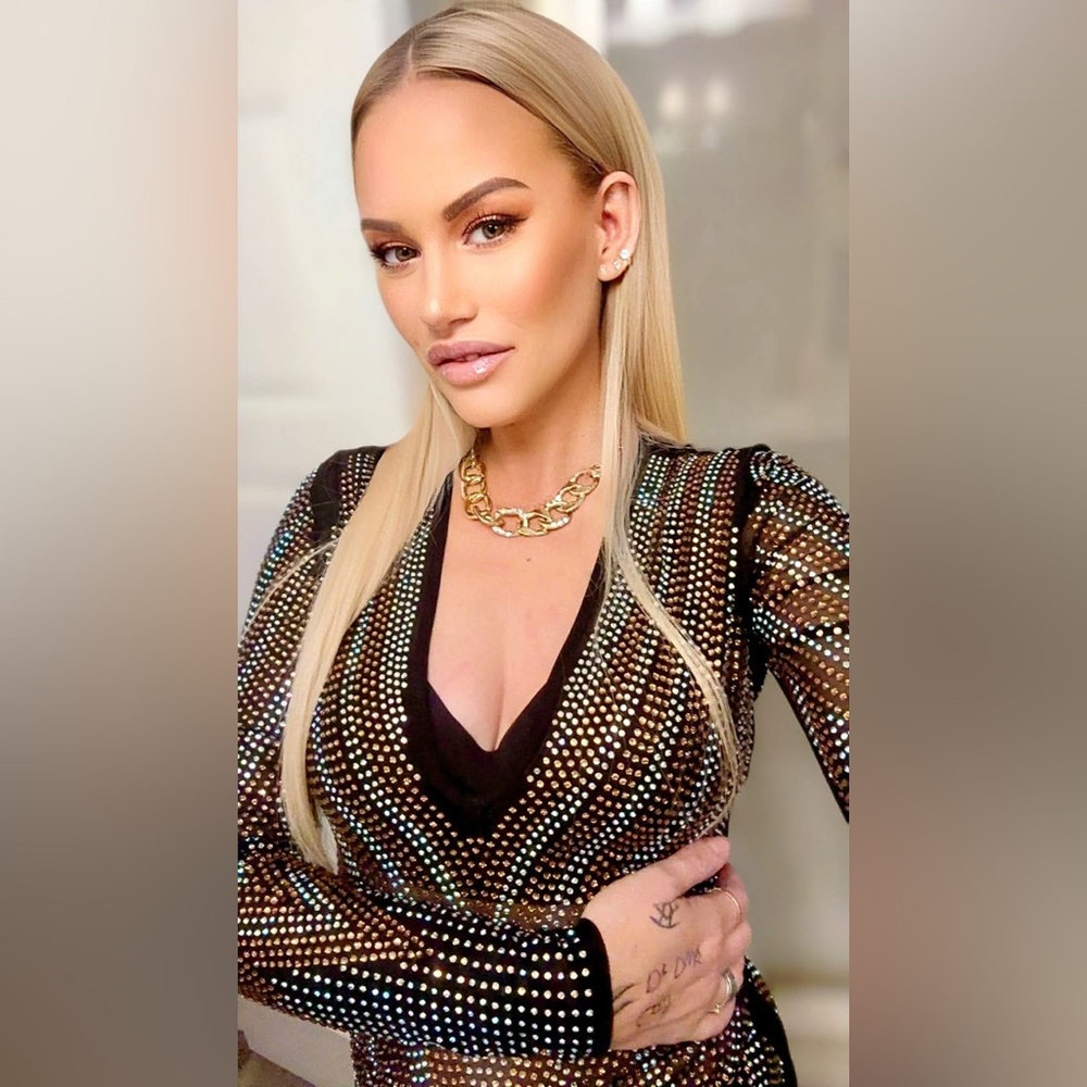 AKIRA Rhinestone Mesh Bodycon Mini Dress | Size Small | Showstopper 🛑✋